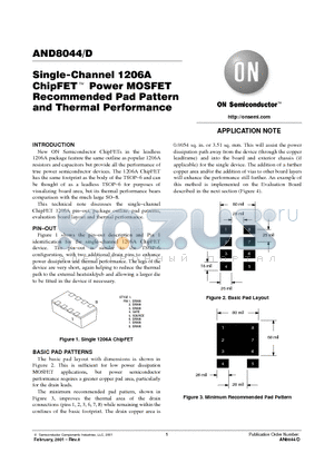 AND8044/D datasheet - Single-Channel 1206A ChipFET TM Power MOSFET Recommended Pad Pattern and Thermal Performance