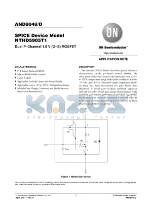 AND8048 datasheet - Dual P-Channel 1.8 V (G-S) MOSFET