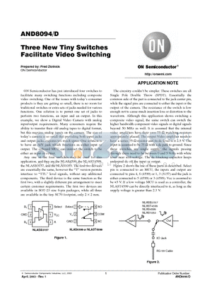 AND8094 datasheet - Three New Tiny Switches Facilitate Video Switching