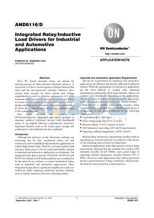 AND8116D datasheet - Integrated Relay/Inductive Load Drivers for Industrial and Automotive Applications