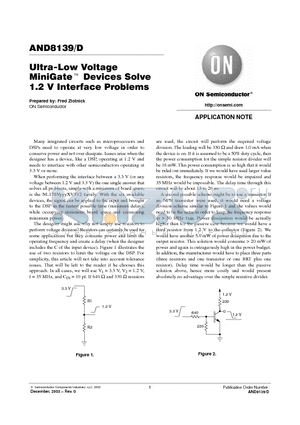 AND8139 datasheet - Ultra-Low Voltage MiniGate Devices Solve 1.2 V Interface Problems