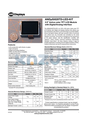 ANDPSI020TD-LED datasheet - 2.0