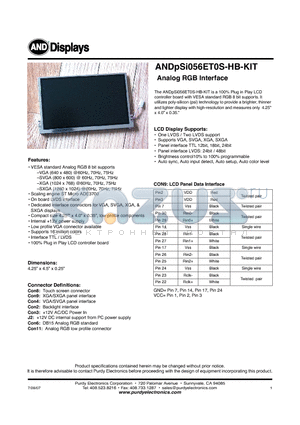 ANDPSI056ET0S-HB-KIT datasheet - Analog RGB Interface