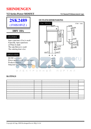 2SK2489 datasheet - VZ Series Power MOSFET(180V 10A)