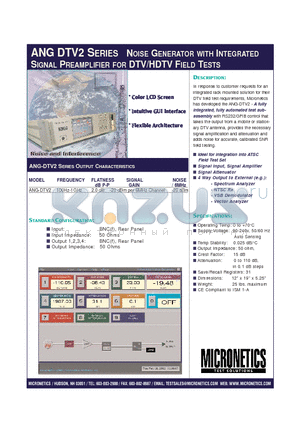 ANG-DTV2-A datasheet - NOISE GENERATOR WITH INTEGRATED SIGNAL PREAMPLIFIER FOR DTV/HDTV FIELD TESTS