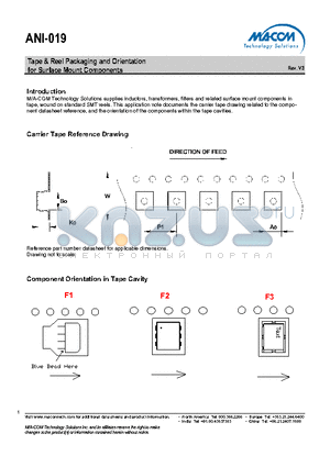 ANI-019 datasheet - Tape & Reel Packaging and Orientation for Surface Mount Components