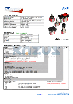 ANP11F4B datasheet - CIT SWITCH