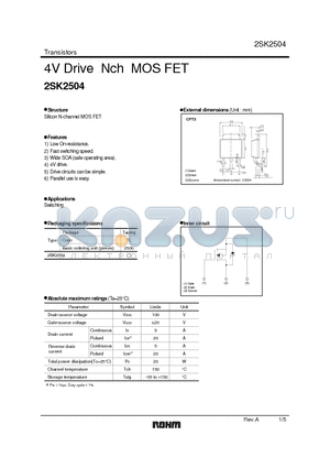 2SK2504 datasheet - 4V Drive Nch MOS FET