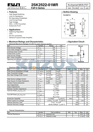 2SK2522-01MR datasheet - N-channel MOS-FET