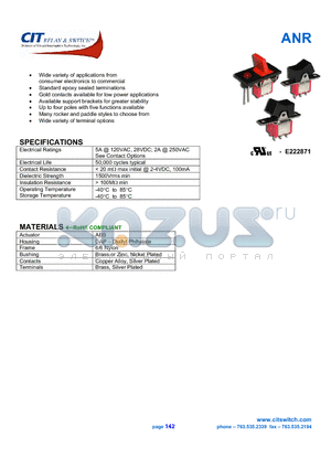 ANR11 datasheet - CIT SWITCH