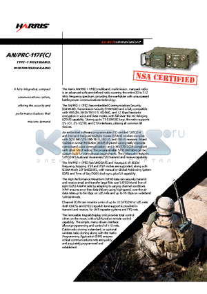 ANPRC-117F datasheet - Type-1 multiband, multimission radio