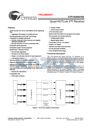 CYP15G0401RB-BGI datasheet - Quad HOTLink II Receiver