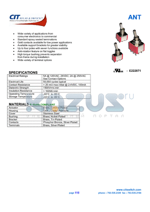 ANT12 datasheet - CIT SWITCH