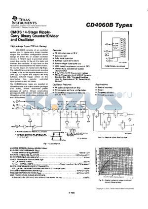 CD4060B datasheet - CMOS 14-STAGE RIPPLE-CARRY BINARY COUNTER/DIVIDER AND OSCLLLATOR