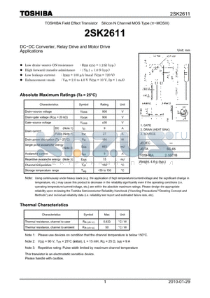 2SK2611_10 datasheet - DC−DC Converter, Relay Drive and Motor Drive