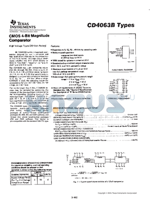 CD4063BF3A datasheet - CMOS 4-Bit Magnitude Comparator