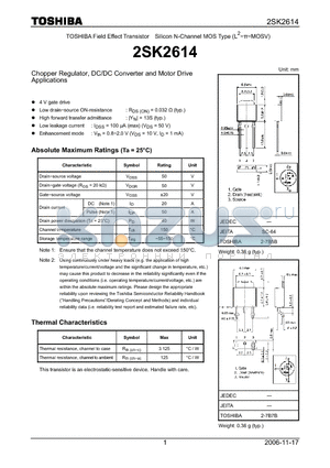 2SK2614 datasheet - Silicon N-Channel MOS Type Chopper Regulator, DC/DC Converter and Motor Drive Applications