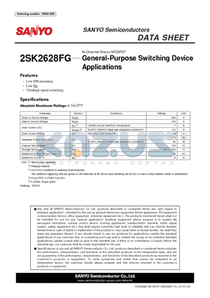 2SK2628FG datasheet - N-Channel Silicon MOSFET General-Purpose Switching Device Applications