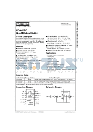 CD4066BCM datasheet - Quad Bilateral Switch
