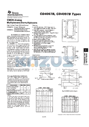 CD4067BM datasheet - CMOS Analog Multiplexers/Demultiplexers