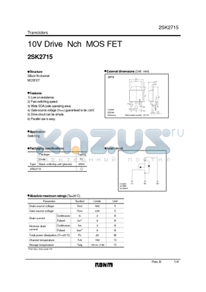 2SK2715 datasheet - 10V Drive Nch MOS FET