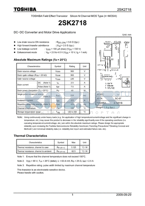 2SK2718_09 datasheet - DC−DC Converter and Motor Drive Applications