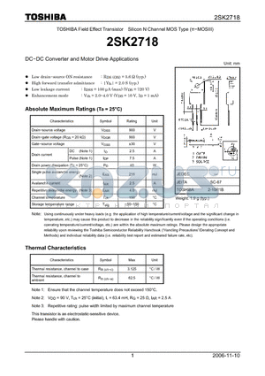 2SK2718_06 datasheet - Silicon N Channel MOS Type DC−DC Converter and Motor Drive Applications
