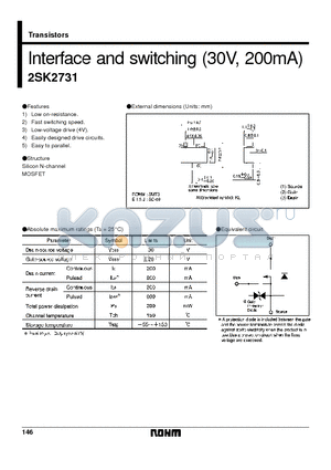 2SK2731 datasheet - Interface and switching (30V, 200mA)