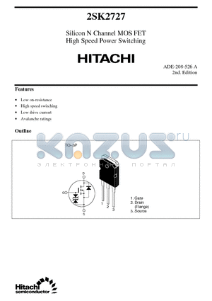 2SK2727 datasheet - Silicon N Channel MOS FET High Speed Power Switching