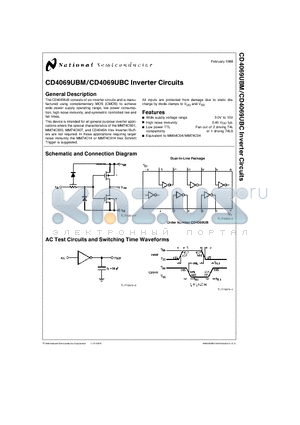 CD4069UBC datasheet - Inverter Circuits