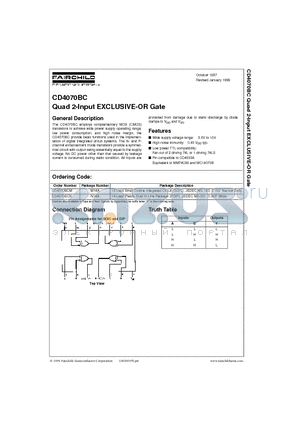 CD4070BC datasheet - Quad 2-Input EXCLUSIVE-OR Gate