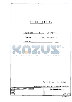 2SK2762-01L datasheet - Power MOSFET