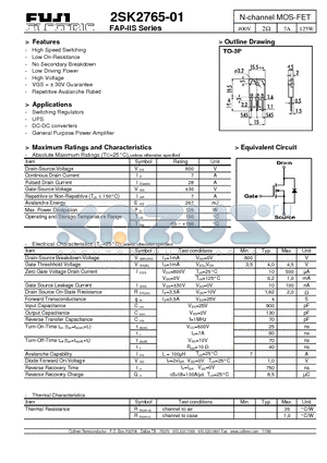 2SK2765 datasheet - N-channel MOS-FET