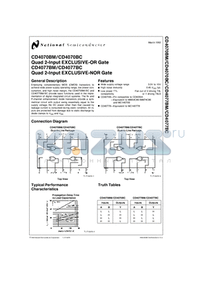 CD4070BCN datasheet - Quad 2-Input EXCLUSIVE-OR, NOR Gate