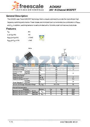 AO4202 datasheet - 30V N-Channel MOSFET