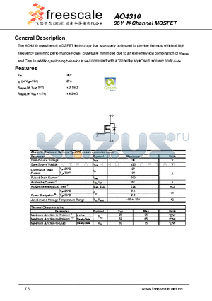 AO4310 datasheet - 36V N-Channel MOSFET