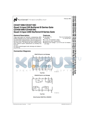 CD4071BC datasheet - Quad 2-Input OR, AND Buffered B Series Gate