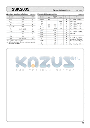 2SK2805 datasheet - MOSFET