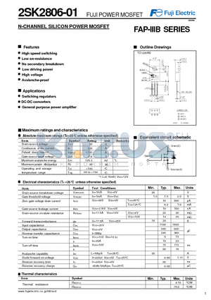 2SK2806-01_05 datasheet - N-CHANNEL SILICON POWER MOSFET