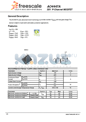 AO4447A datasheet - 30V P-Channel MOSFET