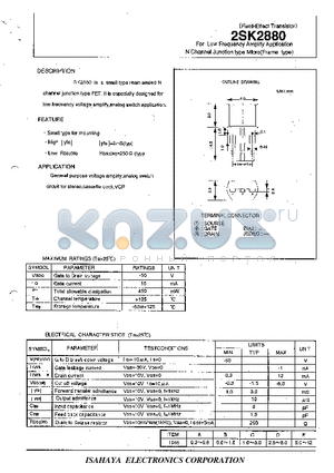 2SK2880 datasheet - FOR LOW FREQUENCY AMPLIFY APPLICATION N CHANNEL JUNCTION TYPE MICRO(FRAME TYPE)