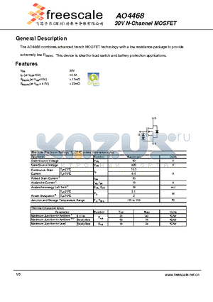 AO4468 datasheet - 30V N-Channel MOSFET