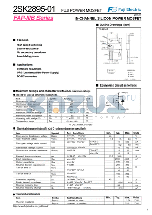 2SK2895-01_05 datasheet - N-CHANNEL SILICON POWER MOSFET