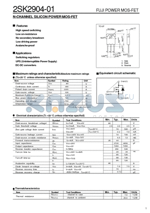 2SK2904-01 datasheet - N-CHANNEL SILICON POWER MOS-FET