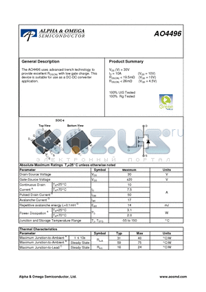 AO4496_12 datasheet - 30V N-Channel MOSFET