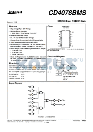 CD4078BMS datasheet - CMOS 8 Input NOR/OR Gate