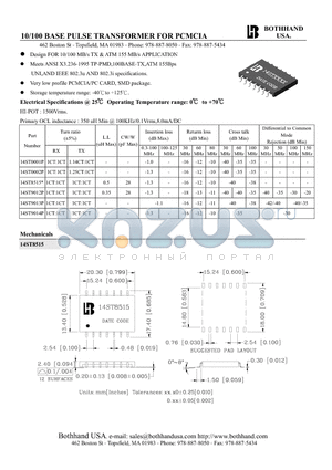 14ST0002P datasheet - 10/100 BASE PULSE TRANSFORMER FOR PCMCIA
