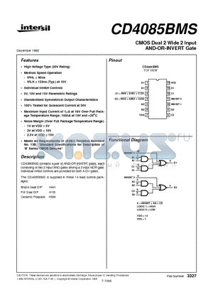 CD4085 datasheet - CMOS Dual 2 Wide 2 Input AND-OR-INVERT Gate