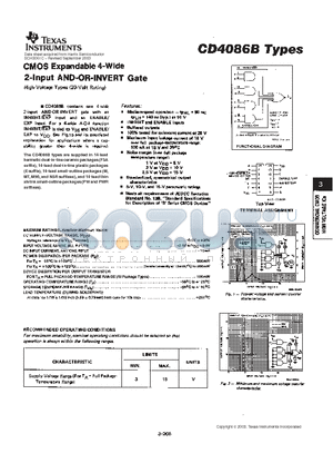 CD4086 datasheet - CMOS EXPANDABLE 4-WIDE 2-INPUT AND-OR-INVERT GATE