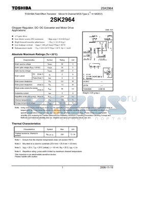 2SK2964_06 datasheet - Silicon N Channel MOS Type Chopper Regulator, DC−DC Converter and Motor Drive Applications